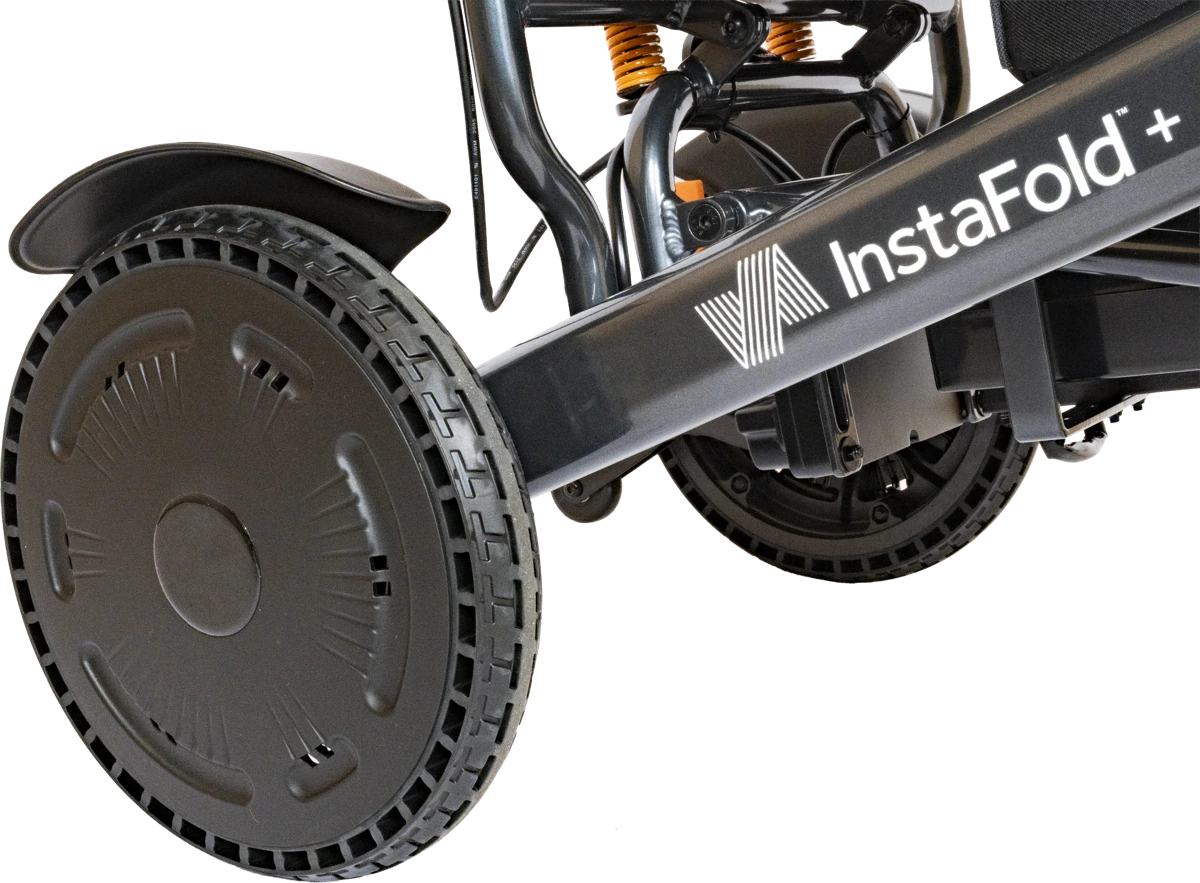 FusionDrive-Airless-Reifen und Federung des Instafold+ FusionDrive-Airless-Reifen und Federung des Instafold+